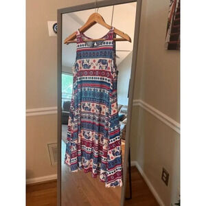 Bobbie Brooks Elephant Shift Dress Size Small